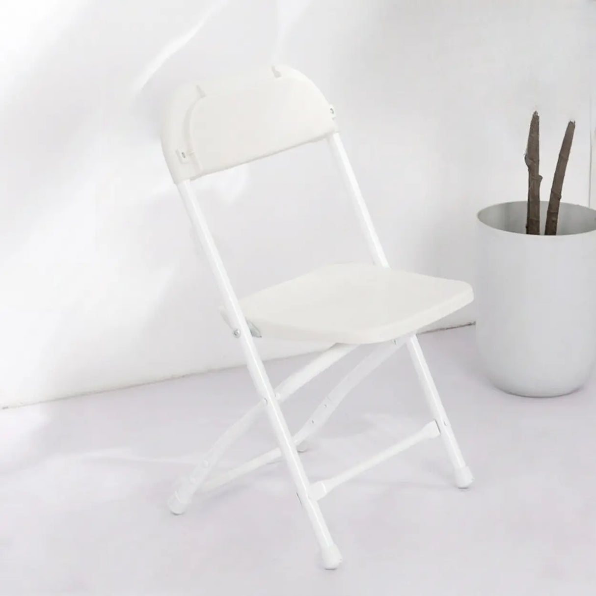 White Compact Versatile Foldable Plastic Office Chair Image - 10