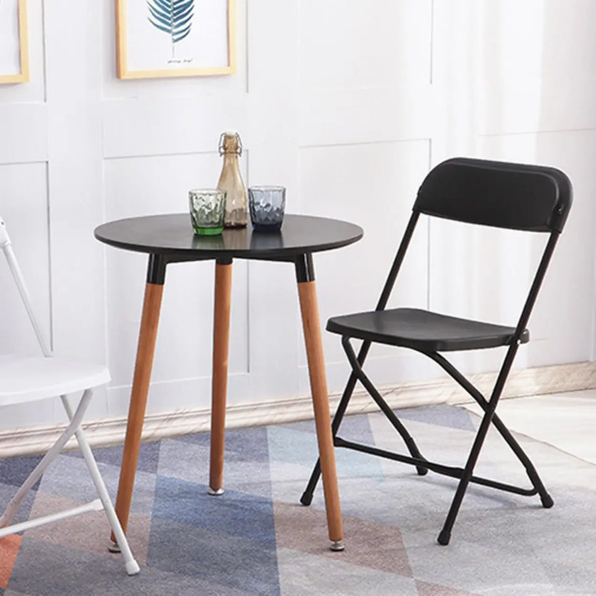 White Compact Versatile Foldable Plastic Office Chair Image - 11