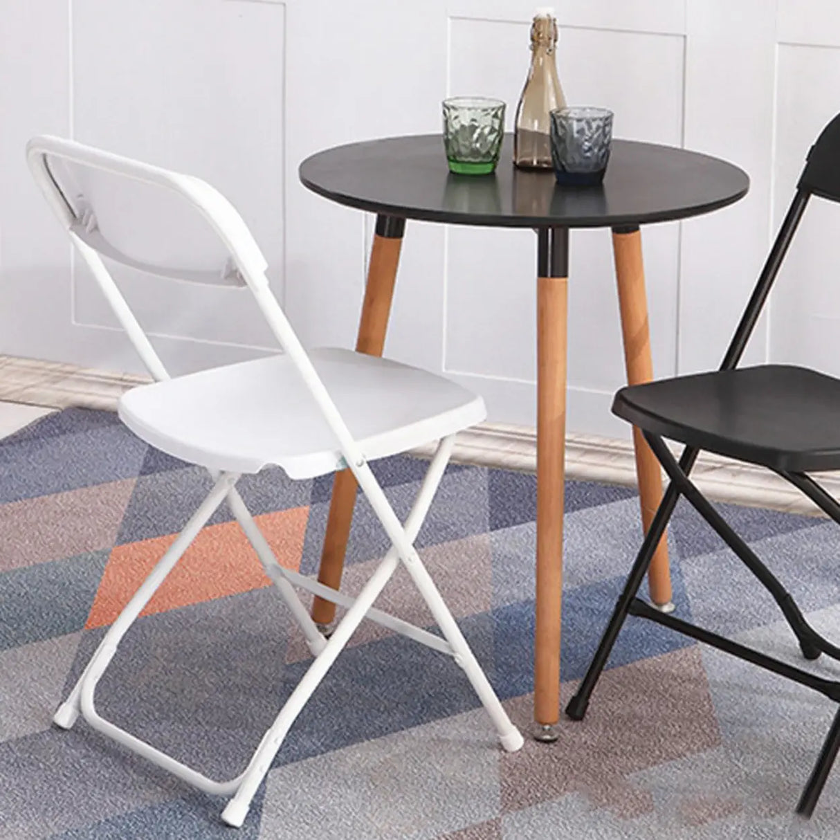 White Compact Versatile Foldable Plastic Office Chair Image - 14
