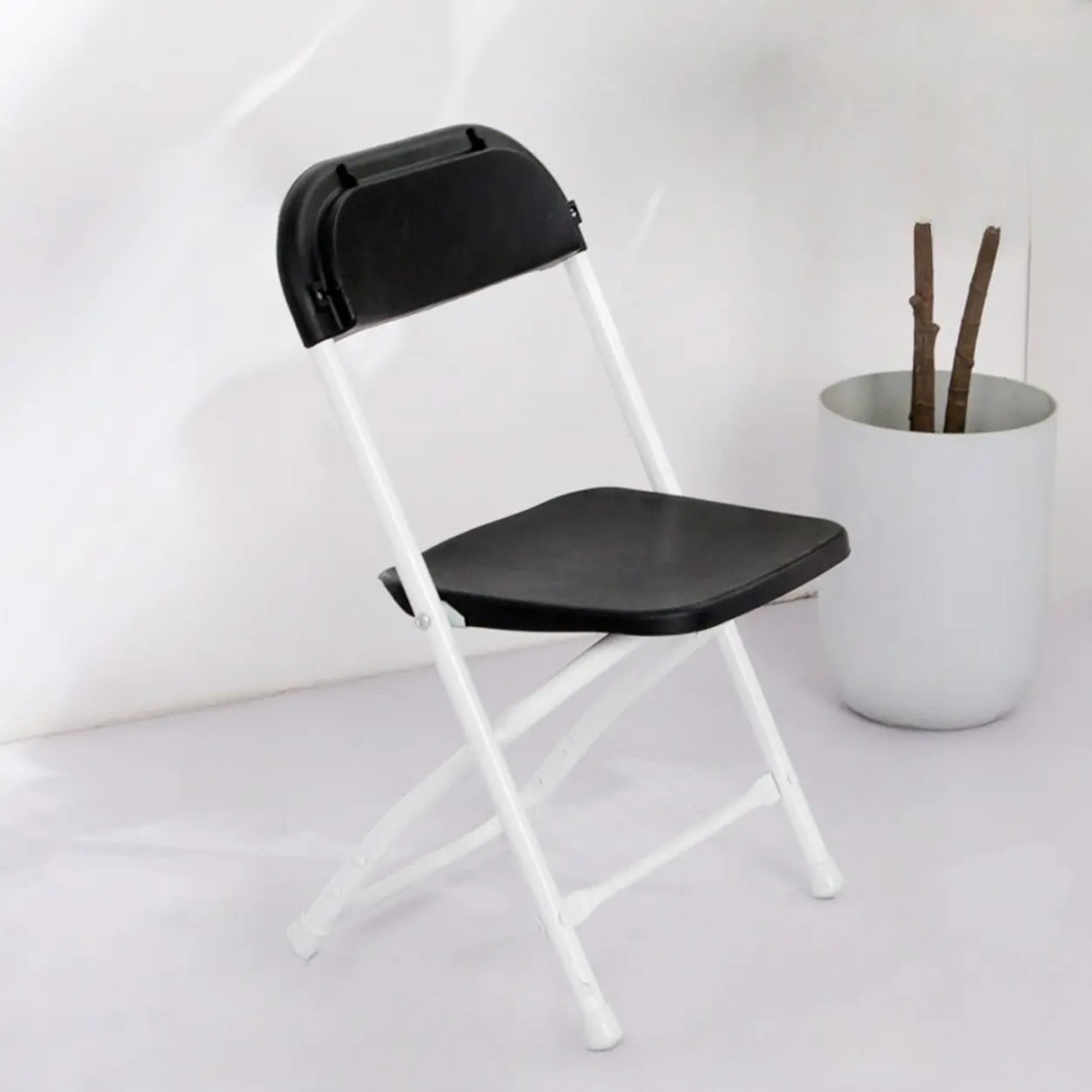 White Compact Versatile Foldable Plastic Office Chair Image - 3