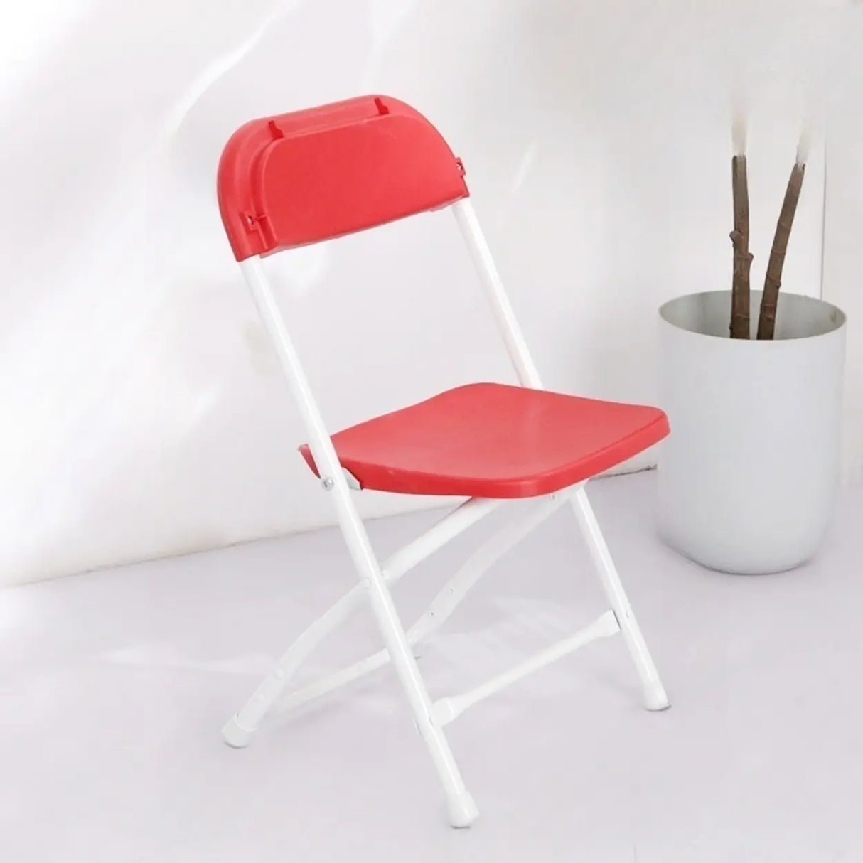 White Compact Versatile Foldable Plastic Office Chair Image - 5