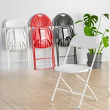 White Compact Versatile Foldable Plastic Office Chair Image - 6