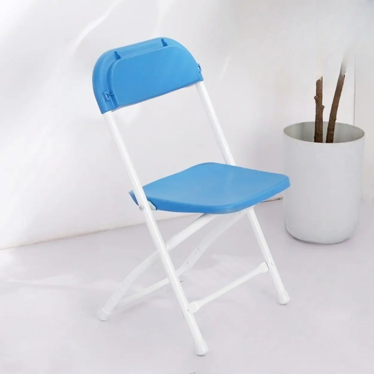 White Compact Versatile Foldable Plastic Office Chair Image - 7
