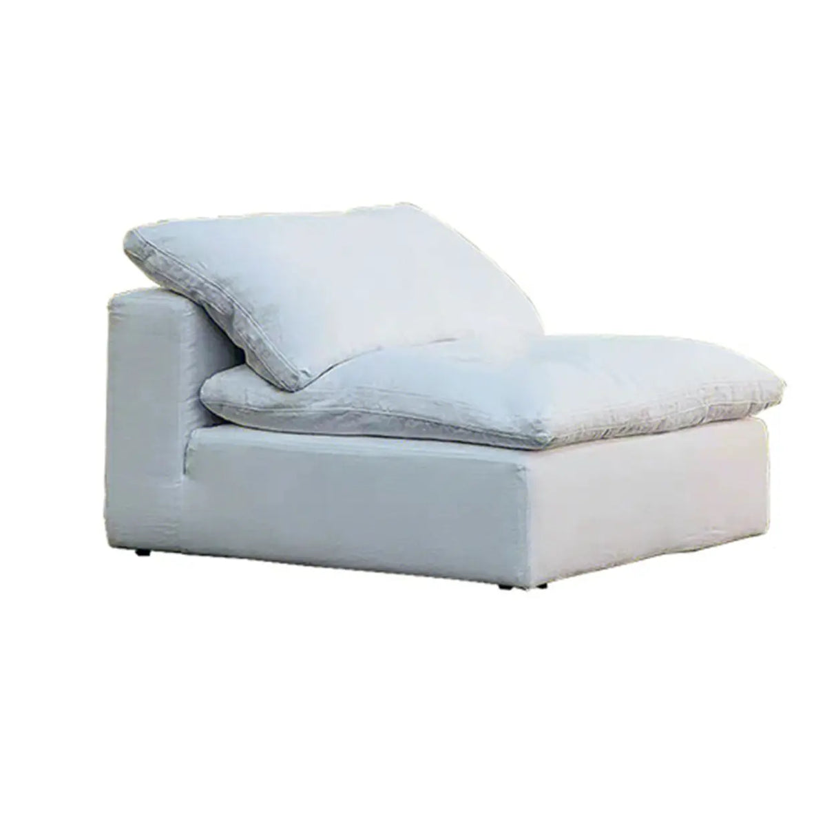 White Cotton Linen Removable Cushion Square Arm Sofa Image - 11