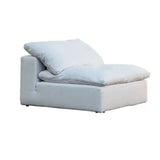 White Cotton Linen Removable Cushion Square Arm Sofa Image - 11