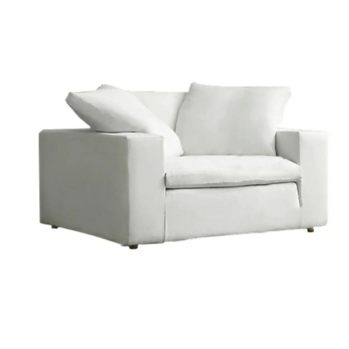 White Cotton Linen Removable Cushion Square Arm Sofa Image - 13
