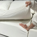White Cotton Linen Removable Cushion Square Arm Sofa Image - 15