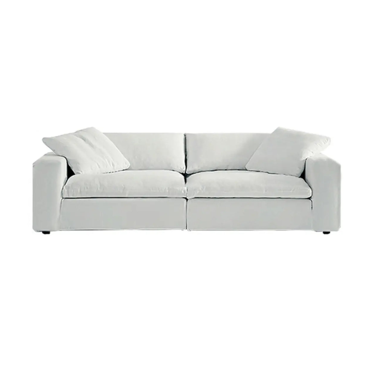 White Cotton Linen Removable Cushion Square Arm Sofa Image - 2