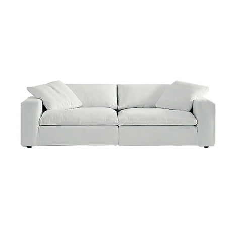 White Cotton Linen Removable Cushion Square Arm Sofa Image - 2