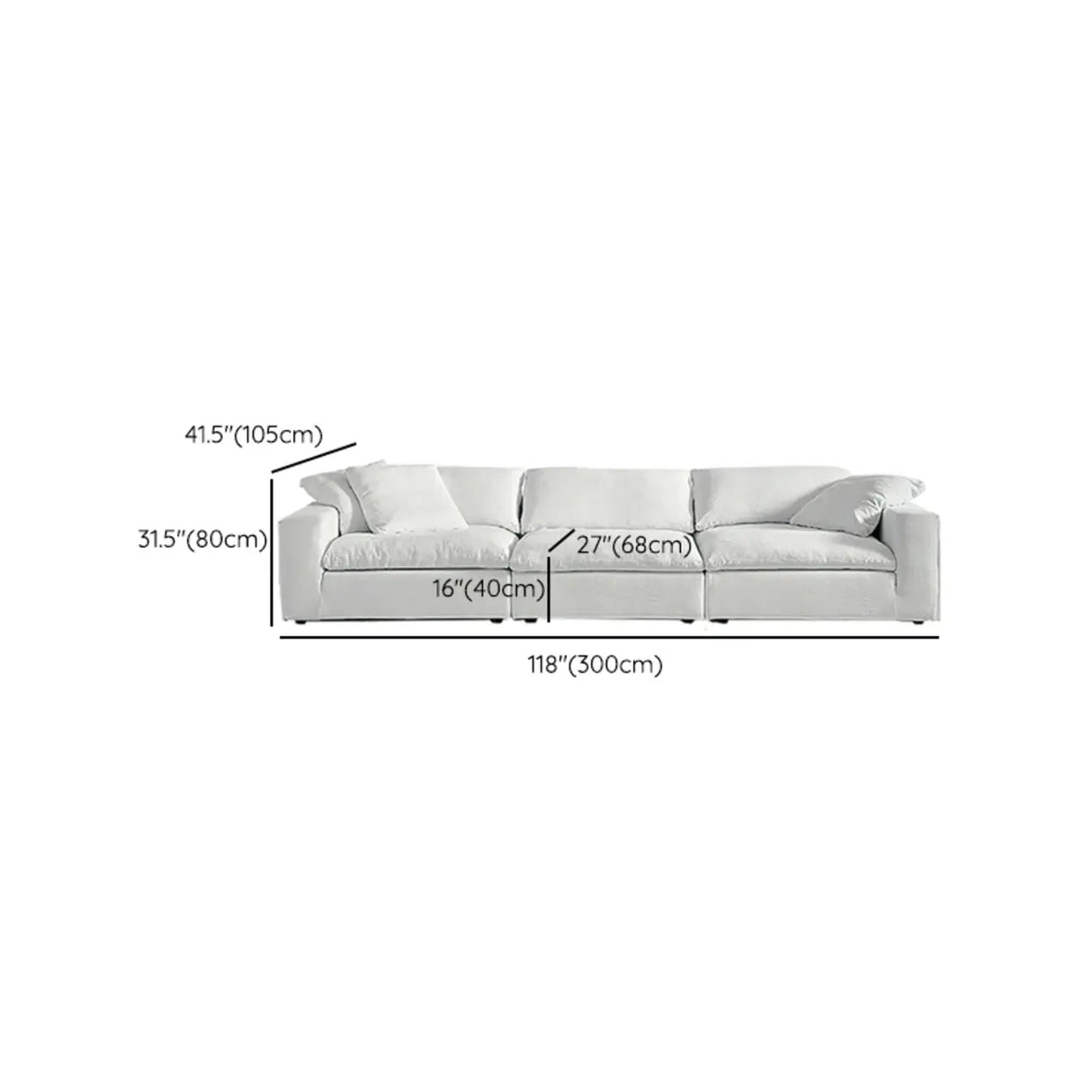 White Cotton Linen Removable Cushion Square Arm Sofa Image - 20