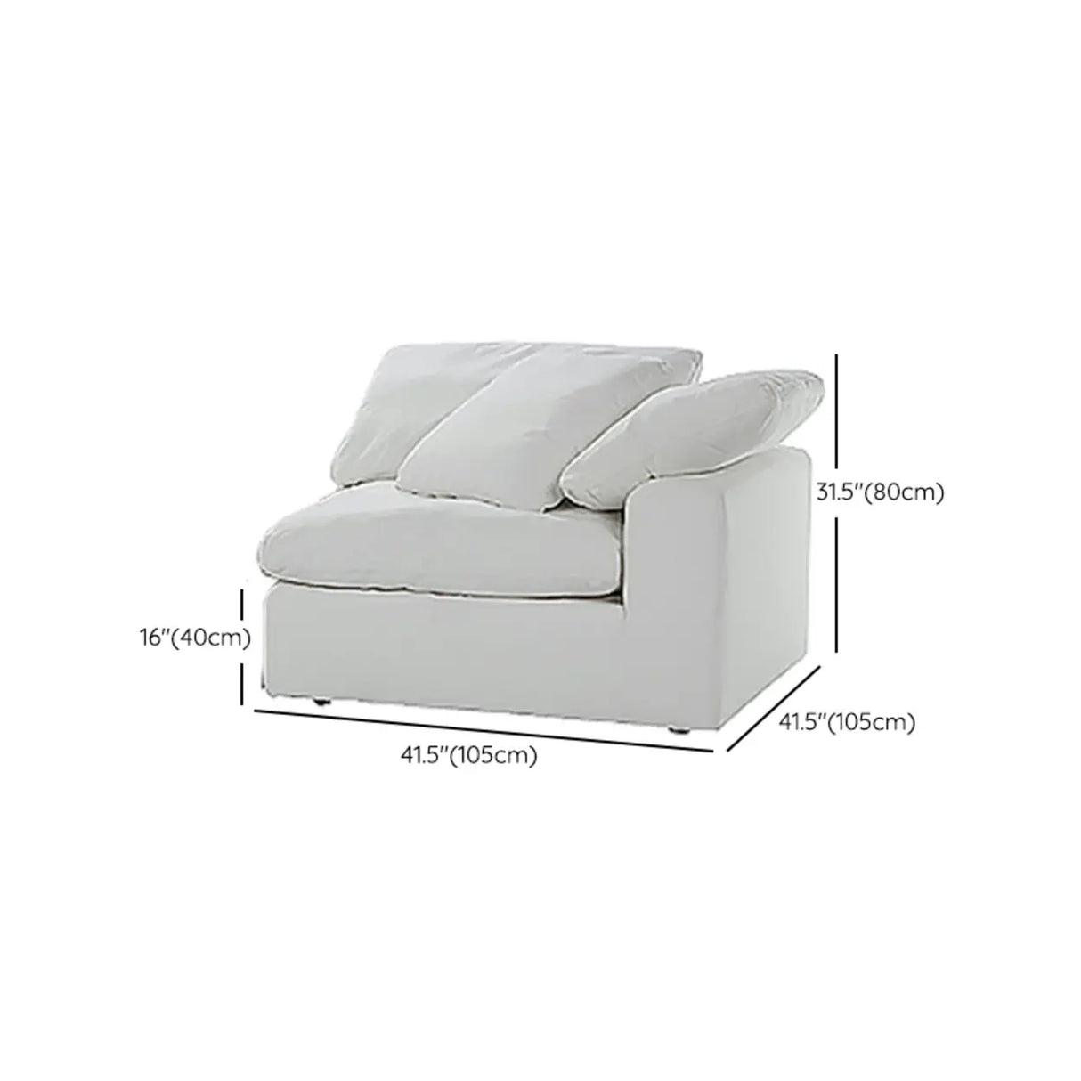 White Cotton Linen Removable Cushion Square Arm Sofa Image - 22