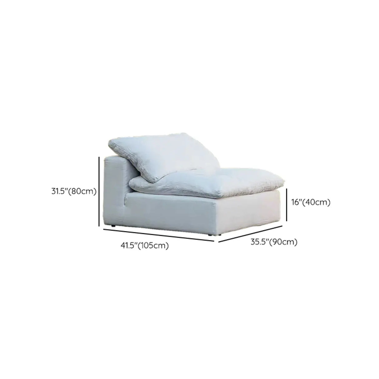 White Cotton Linen Removable Cushion Square Arm Sofa Image - 24