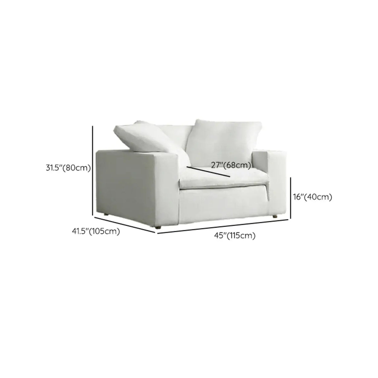 White Cotton Linen Removable Cushion Square Arm Sofa Image - 25