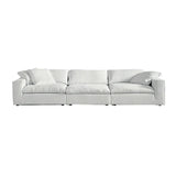 White Cotton Linen Removable Cushion Square Arm Sofa Image - 4