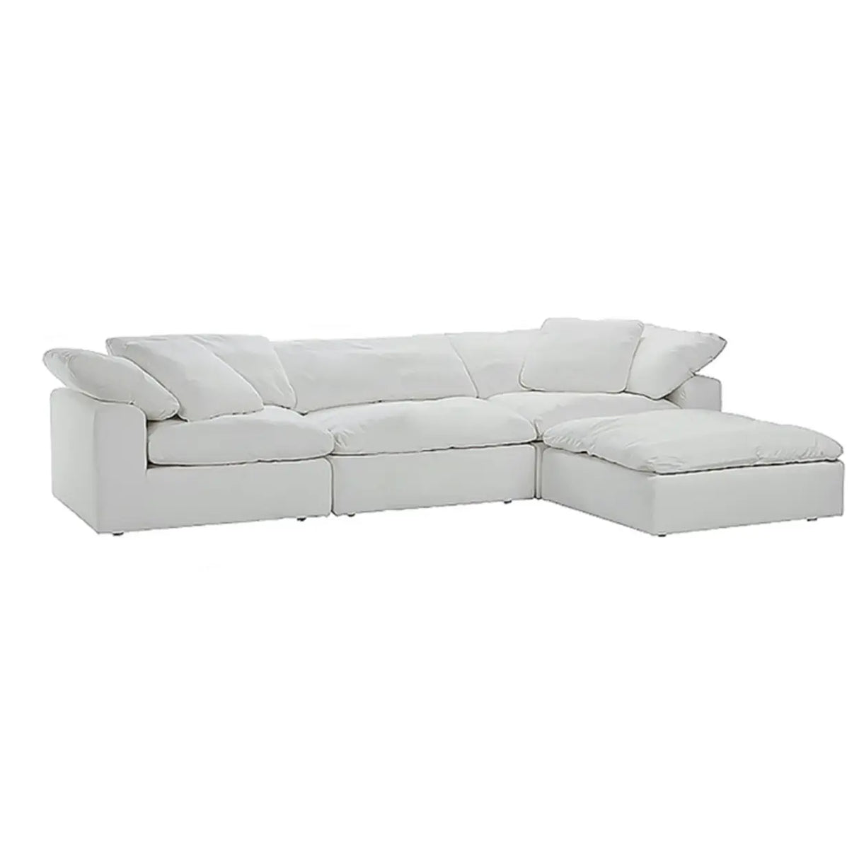 White Cotton Linen Removable Cushion Square Arm Sofa Image - 5