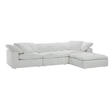 White Cotton Linen Removable Cushion Square Arm Sofa Image - 5