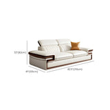 White Cow Leather Sewn Pillow Back Latex Fill Sofa #size