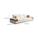 White Cow Leather Sewn Pillow Back Latex Fill Sofa Image - 16