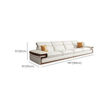 White Cow Leather Sewn Pillow Back Latex Fill Sofa Image - 17