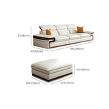 White Cow Leather Sewn Pillow Back Latex Fill Sofa Image - 18