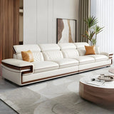 White Cow Leather Sewn Pillow Back Latex Fill Sofa Image - 5