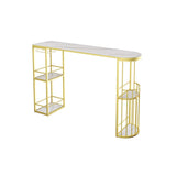 White Curved Metal Large Bar Table with Shelf Storage Image - 2