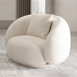 White Curved Sherpa Fabric Sloped Arms Tight Back Sofa Image - 4