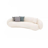 White Curved Sherpa Fabric Sloped Arms Tight Back Sofa Image - 5