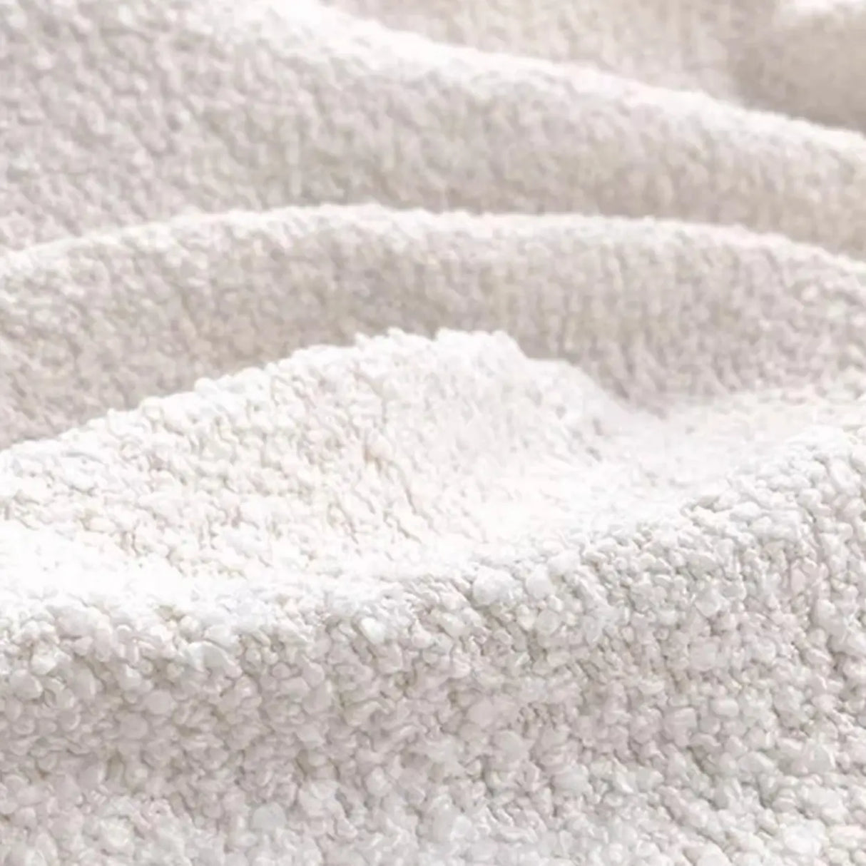 White Curved Sherpa Fabric Sloped Arms Tight Back Sofa Image - 6