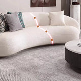 White Curved Sherpa Fabric Sloped Arms Tight Back Sofa Image - 7