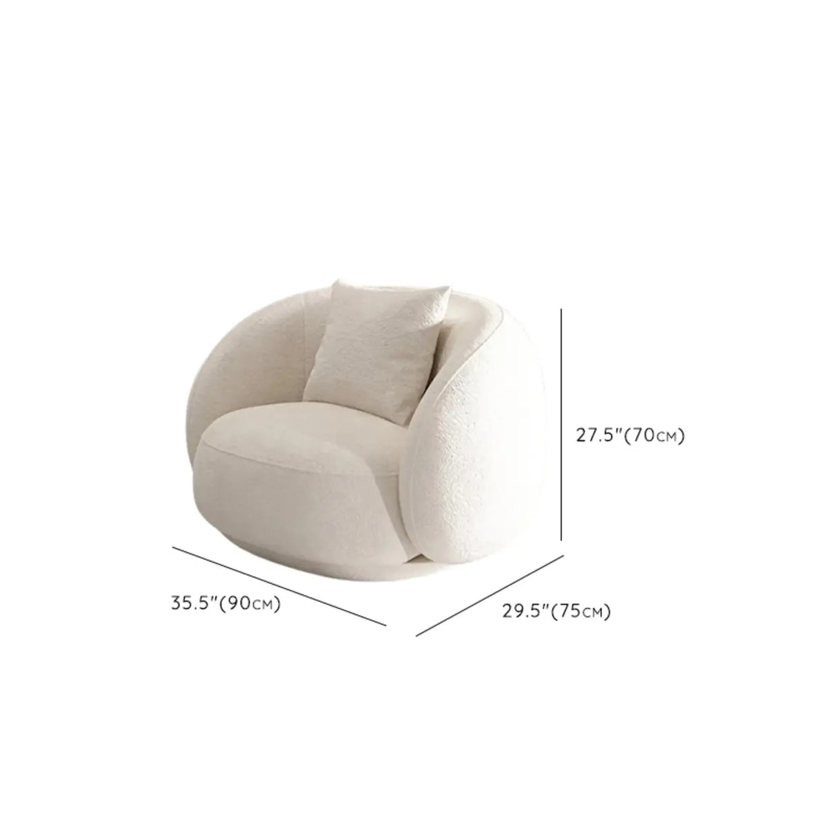 White Curved Sherpa Fabric Sloped Arms Tight Back Sofa 