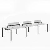 White Deep Wooden Computer Desk for Four Image - 11