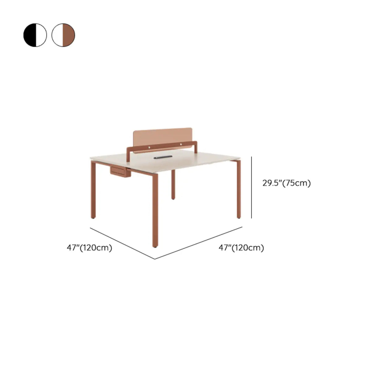 White Deep Wooden Computer Desk for Four 