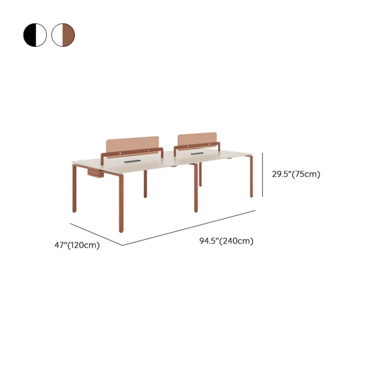 White Deep Wooden Computer Desk for Four Image - 13