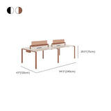 White Deep Wooden Computer Desk for Four Image - 13
