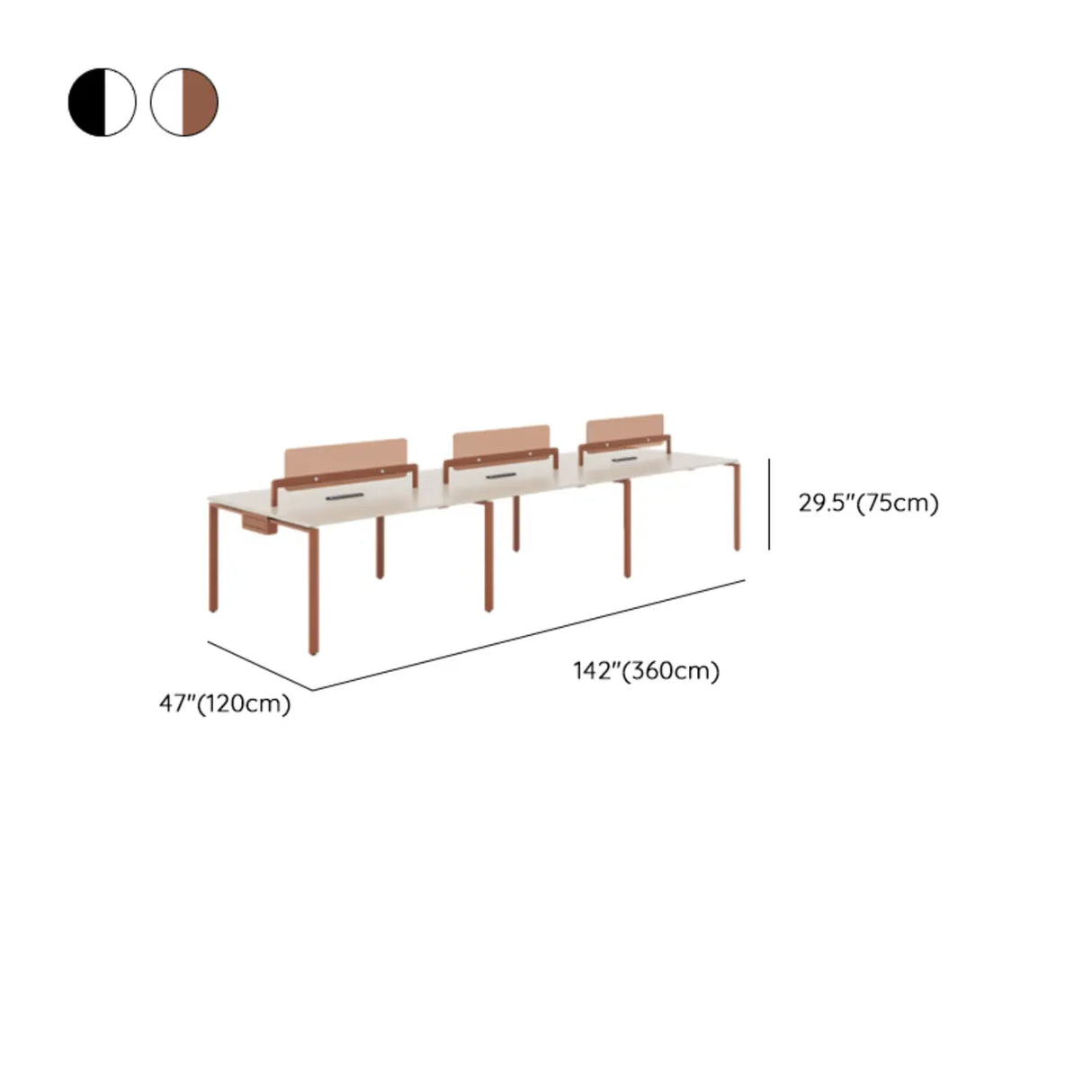 White Deep Wooden Computer Desk for Four Image - 14
