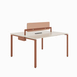 White Deep Wooden Computer Desk for Four Image - 2