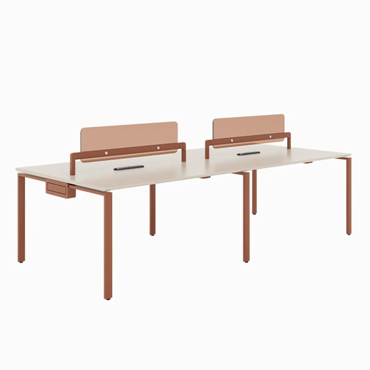 White Deep Wooden Computer Desk for Four Image - 3