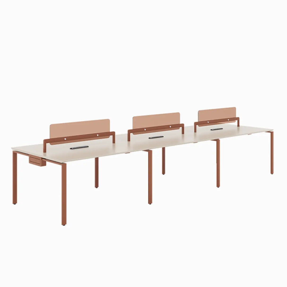 White Deep Wooden Computer Desk for Four Image - 5
