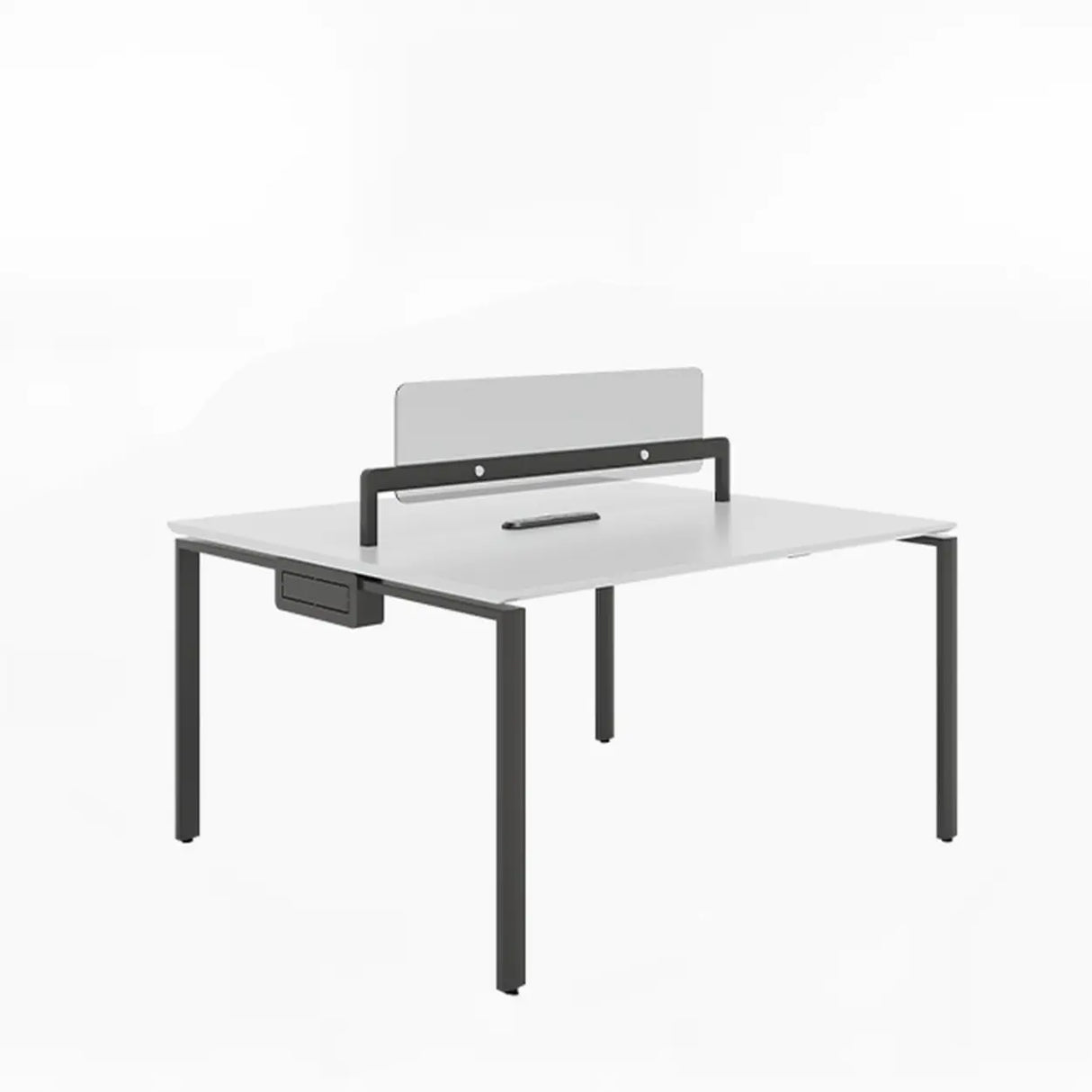 White Deep Wooden Computer Desk for Four Image - 7