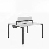 White Deep Wooden Computer Desk for Four Image - 7