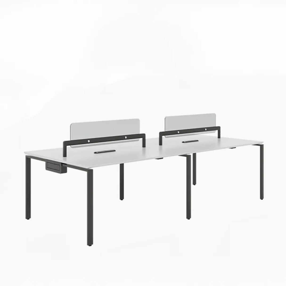 White Deep Wooden Computer Desk for Four Image - 9