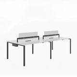 White Deep Wooden Computer Desk for Four Image - 9