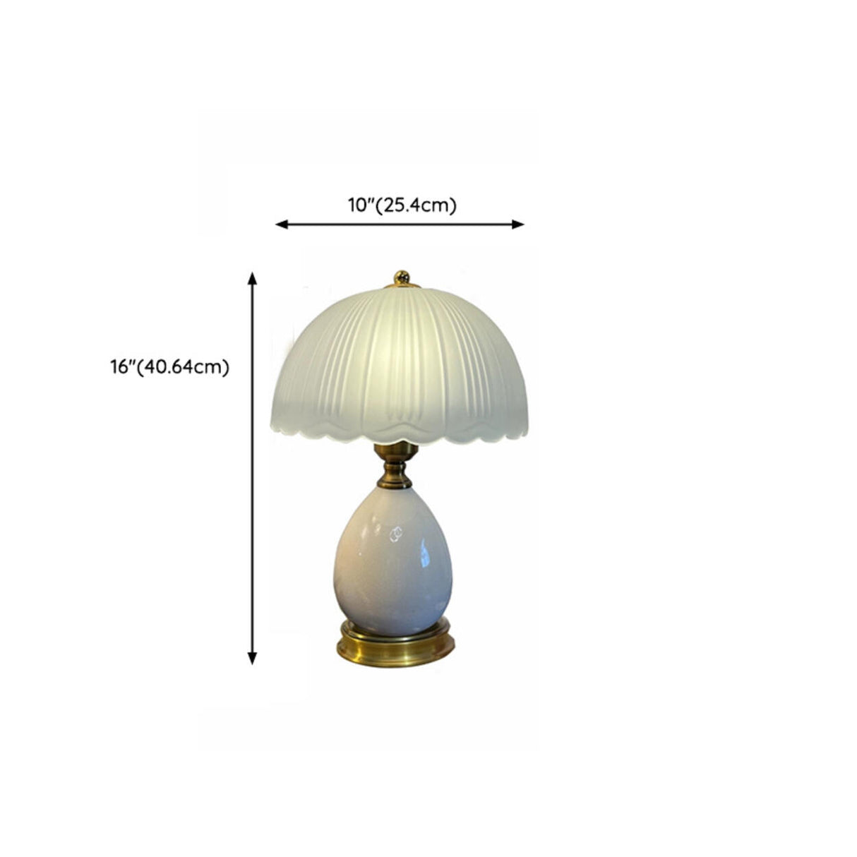 White Dome Frosted Glass Shade Ceramic Base Table Lamp 
