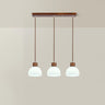 White Dome Glass and Wood Pendant Light Kitchen Island Image - 3