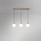 White Dome Glass and Wood Pendant Light Kitchen Island Image - 5