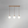 White Dome Glass and Wood Pendant Light Kitchen Island Image - 5