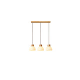 White Dome Glass and Wood Pendant Light Kitchen Island Image - 8