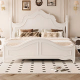 White Elegant Wooden Storage Bed with Mattress and Drawers Image - 3
