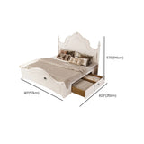 White Elegant Wooden Storage Bed with Mattress and Drawers #size